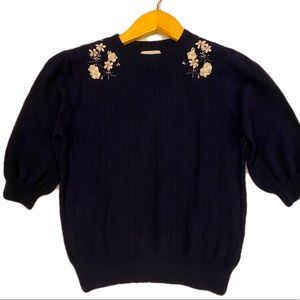 Lodispotto embroidered accent sweater, navy.